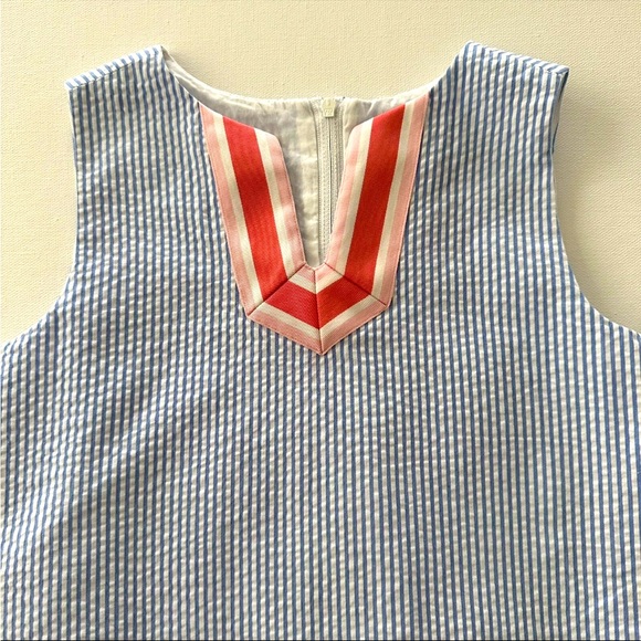 Vineyard Vines Preppy Seersucker Whale Shift Dress Easter Pink Ribbon Trim Sz 4T - Picture 5 of 6